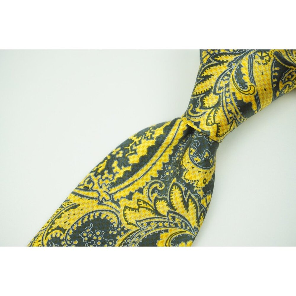 Brioni Black Gold JUMBO Paisley 100% Silk Tie BRAND NEW